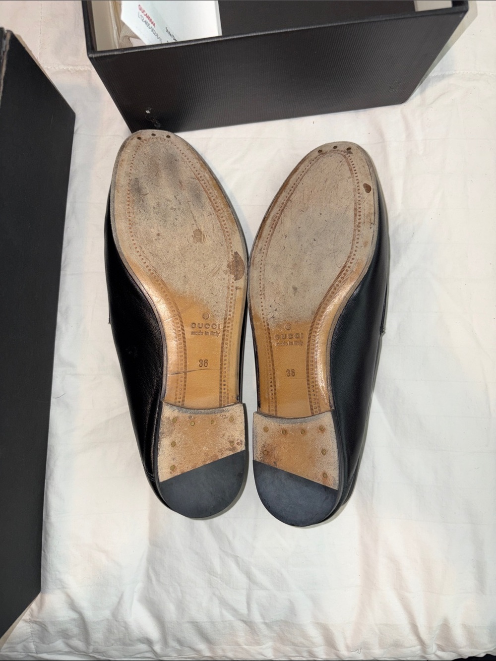 Gucci Black Leather Loafers with Gold Horsebit SZ 36 - Picture 6 of 10